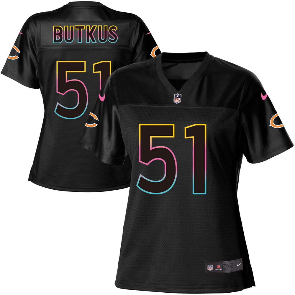 Women's Game Dick Butkus Nike Jersey Black - #51 Fashion NFL Chicago Bears